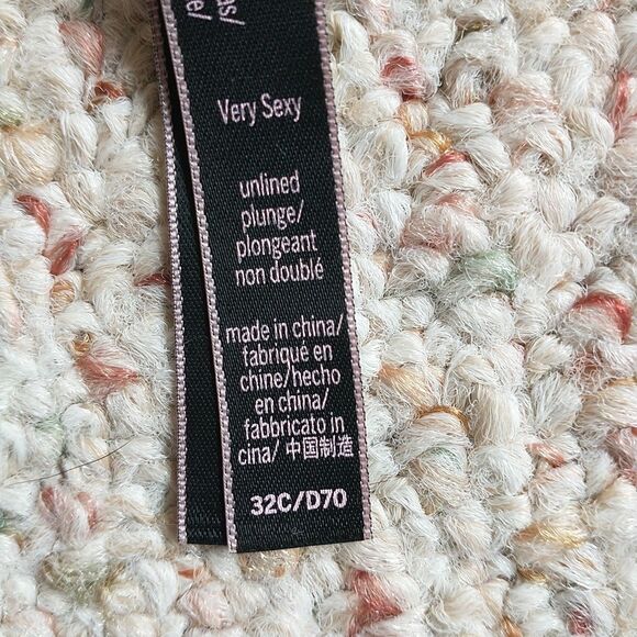 Victoria's Secret Very Sexy Unlined Plunge Bra 32C Black Lace Underwire Floral - Picture 8 of 10